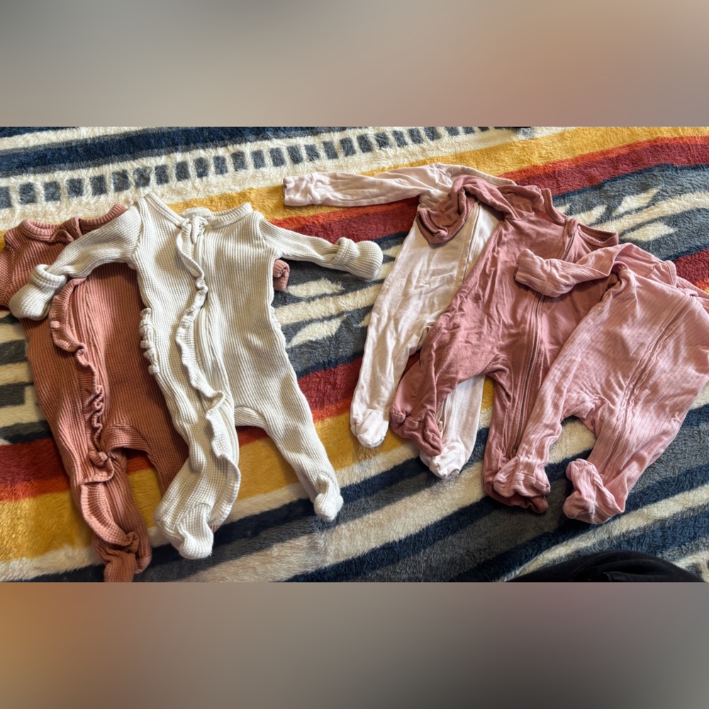 Preemie and Newborn footie pajama lot - SpearmintLOVE & Purely soft